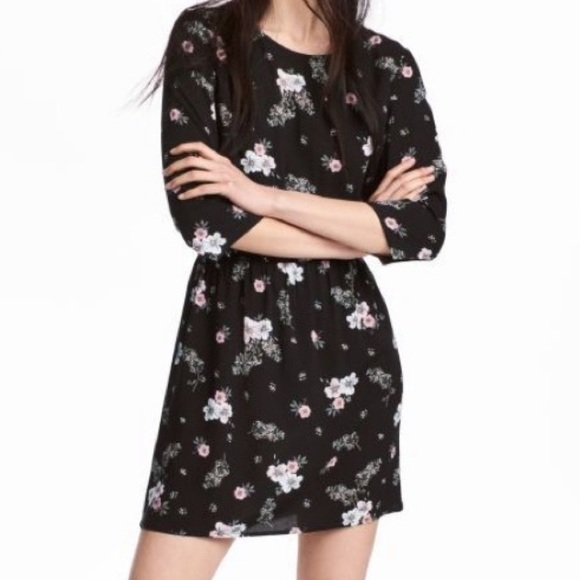 H&M | Dresses | Black Floral Print Dress From Hm | Poshmark